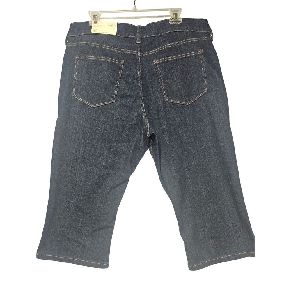 St. Johns Bay Womens 18P Dark Wash Denim Capri Jeans Stretch Mid Rise New